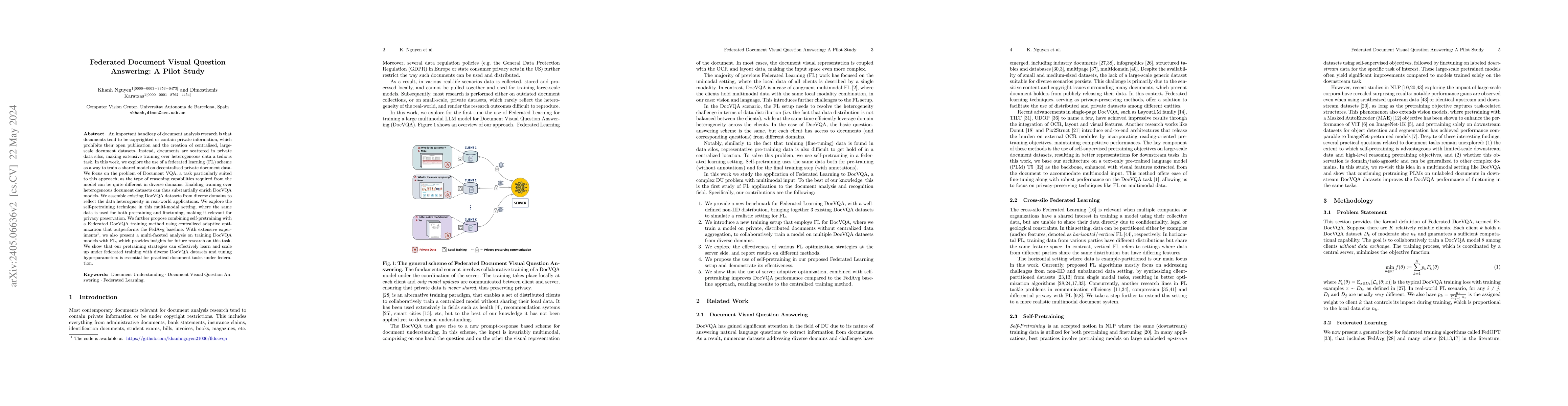Thumbnail for Federated Document Visual Question Answering: A Pilot Study