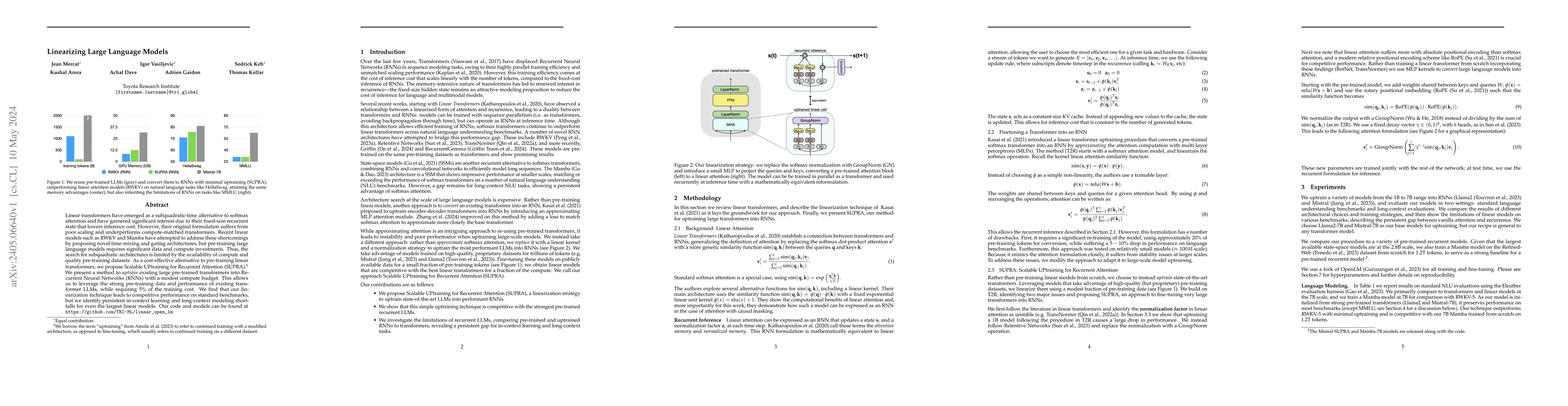 Thumbnail for Linearizing Large Language Models