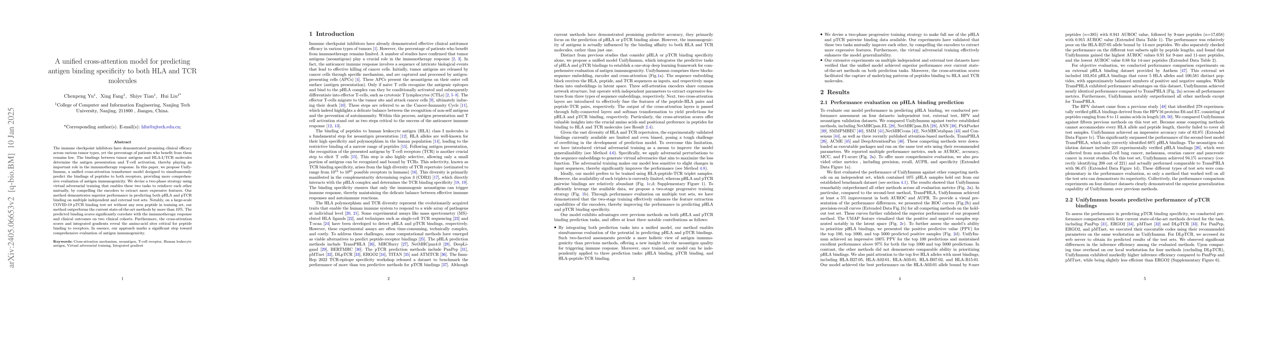 Thumbnail for A unified cross-attention model for predicting antigen binding
  specificity to both HLA and TCR molecules