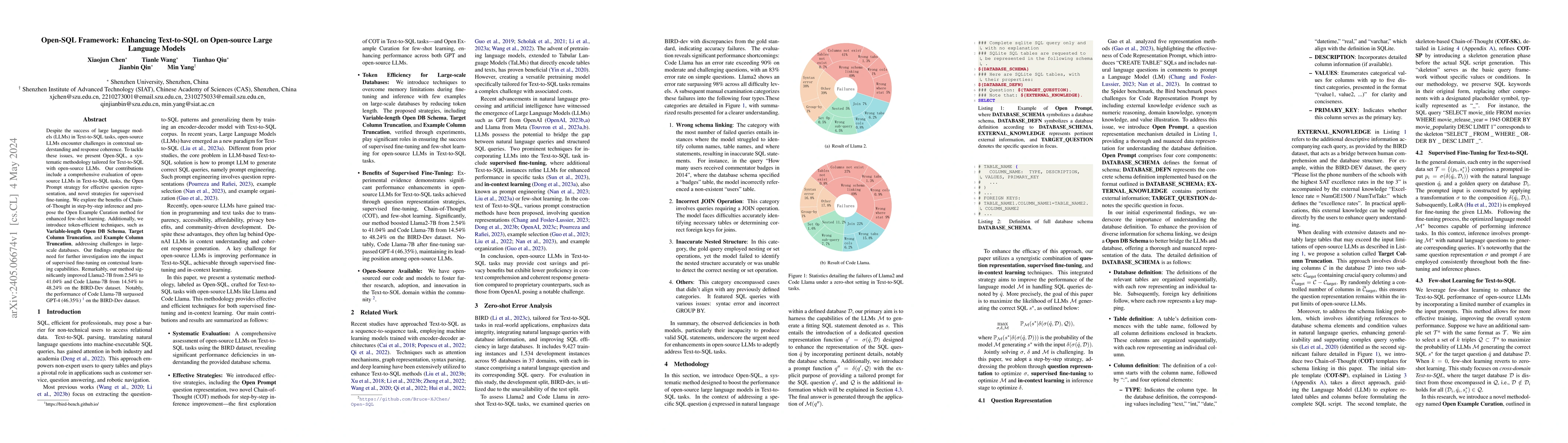 Thumbnail for Open-SQL Framework: Enhancing Text-to-SQL on Open-source Large Language
  Models