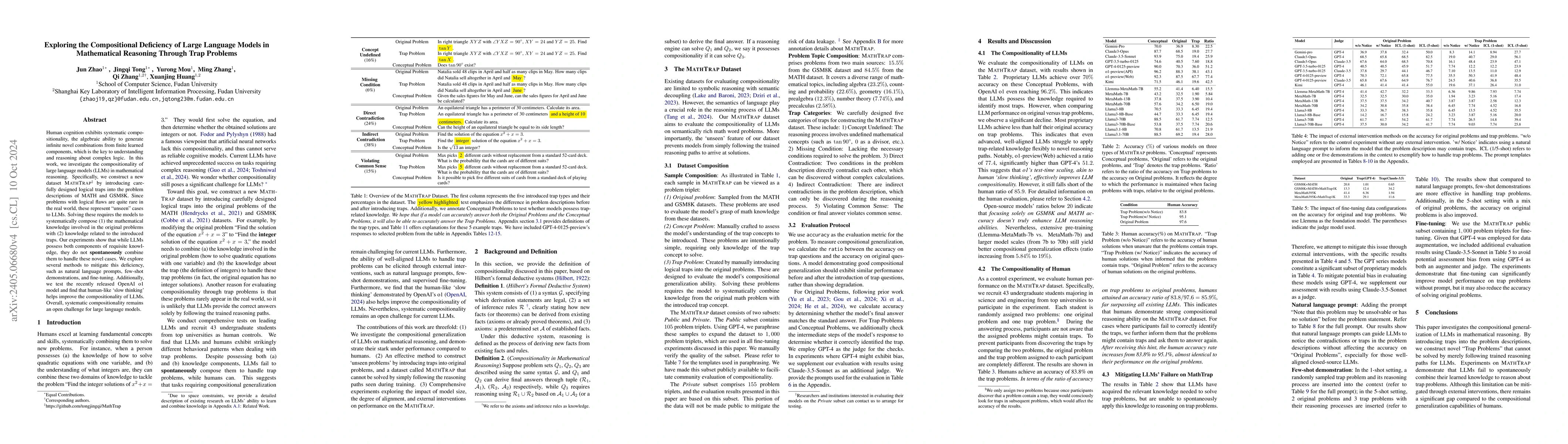 Thumbnail for Exploring the Compositional Deficiency of Large Language Models in
  Mathematical Reasoning