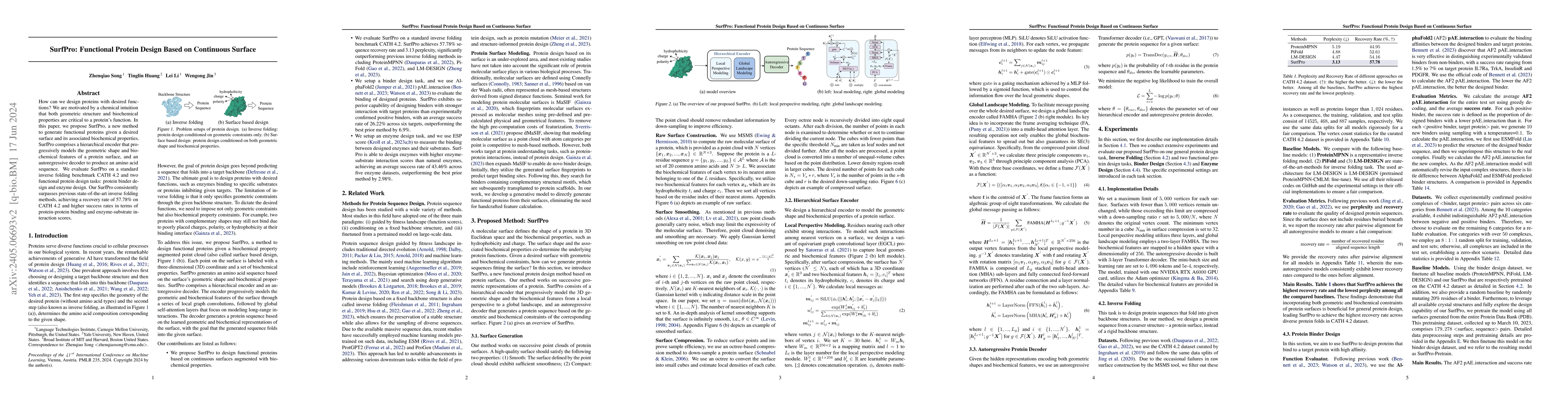 Thumbnail for SurfPro: Functional Protein Design Based on Continuous Surface