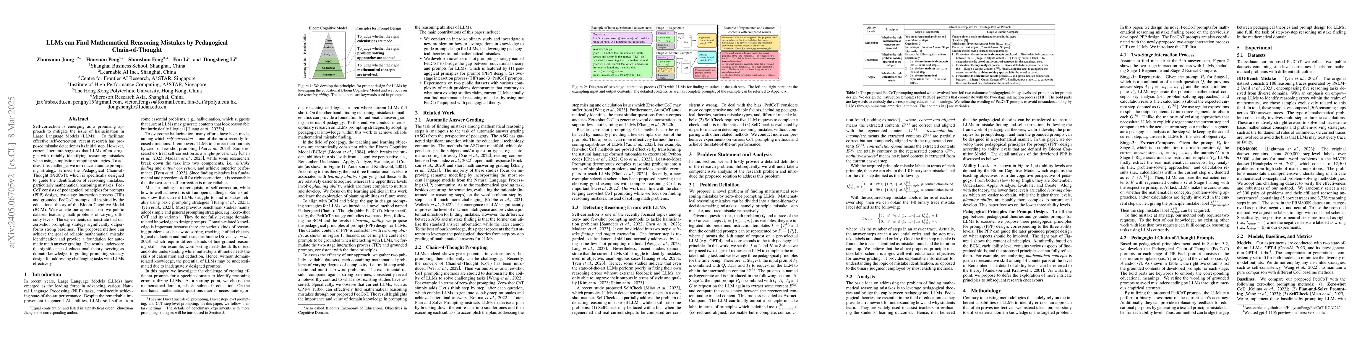 Thumbnail for LLMs can Find Mathematical Reasoning Mistakes by Pedagogical
  Chain-of-Thought