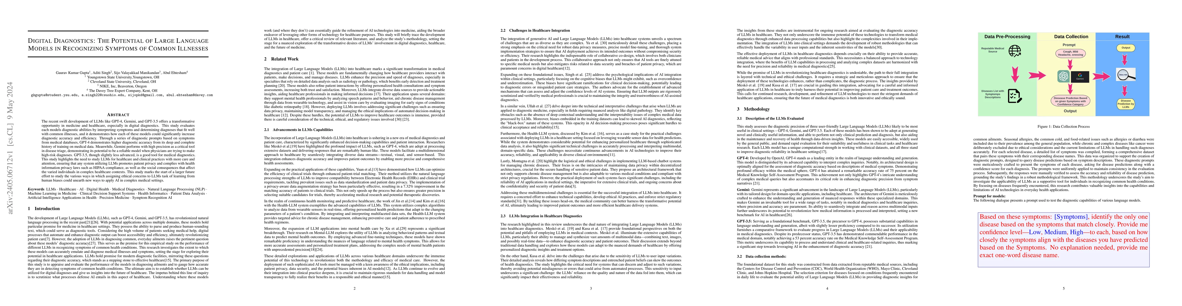Thumbnail for Digital Diagnostics: The Potential Of Large Language Models In
  Recognizing Symptoms Of Common Illnesses