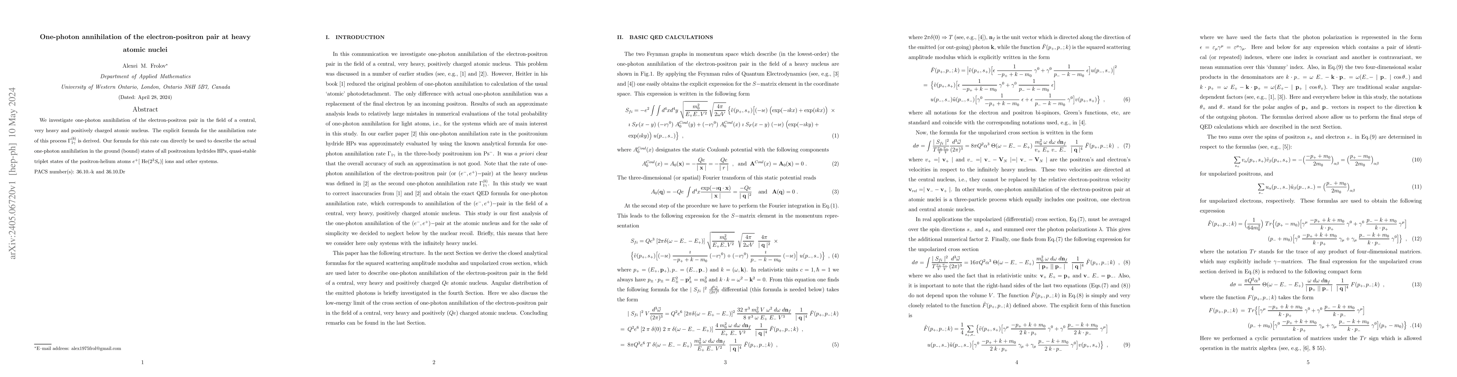 Thumbnail for One-photon annihilation of the electron-positron pair at heavy atomic
  nuclei
