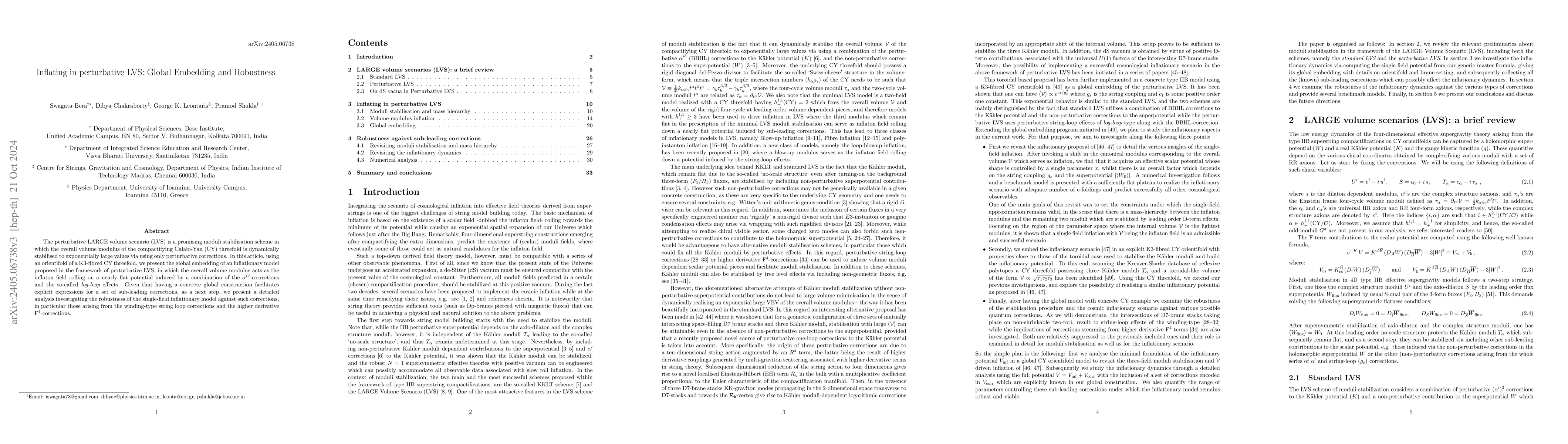 Thumbnail for Inflating in perturbative LVS: Global Embedding and Robustness