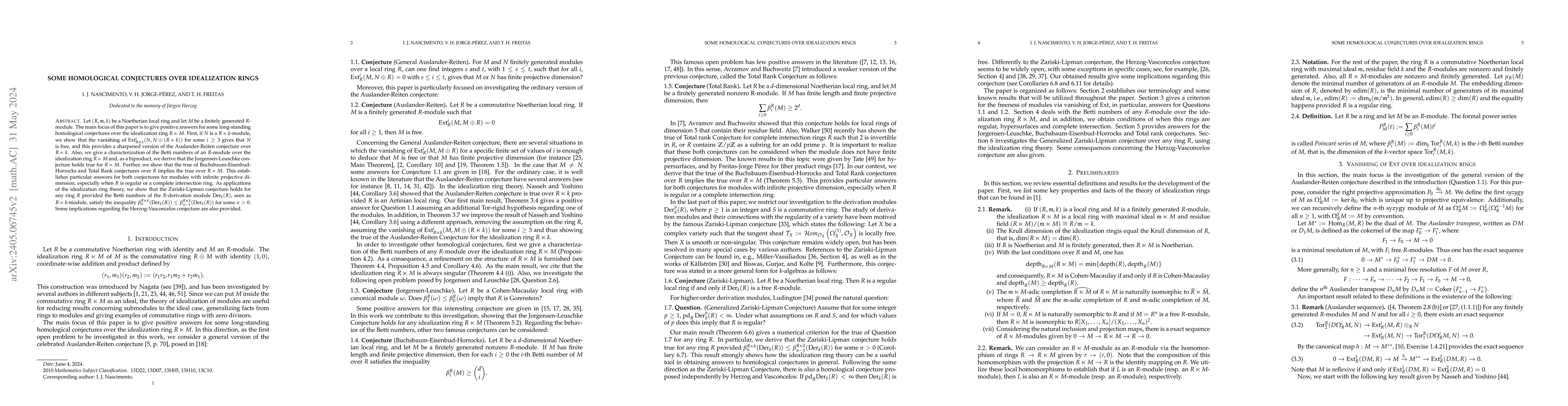 Thumbnail for Some Homological Conjectures Over Idealization Rings
