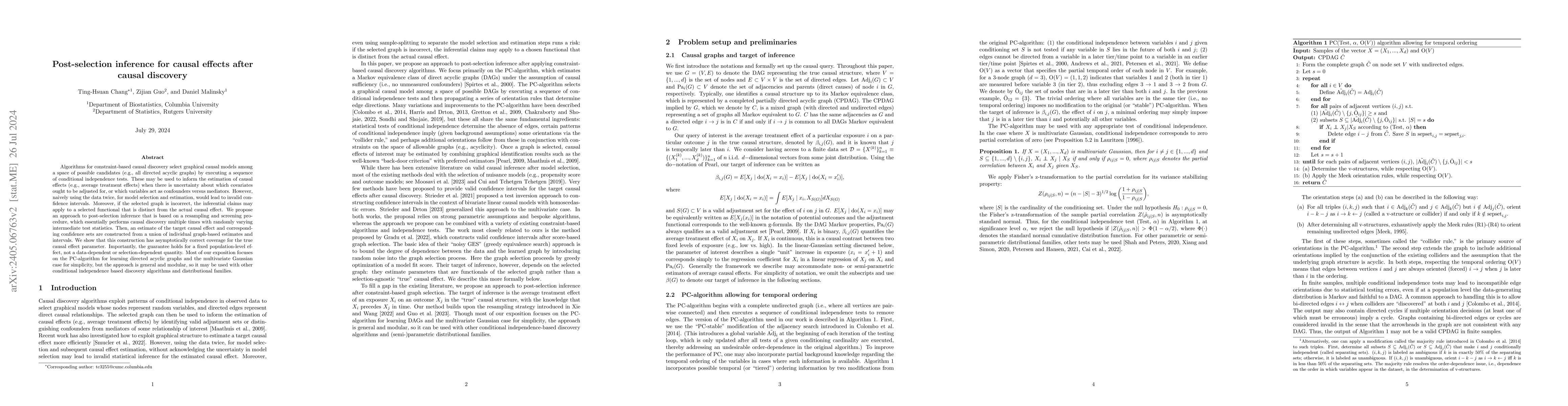 Thumbnail for Post-selection inference for causal effects after causal discovery