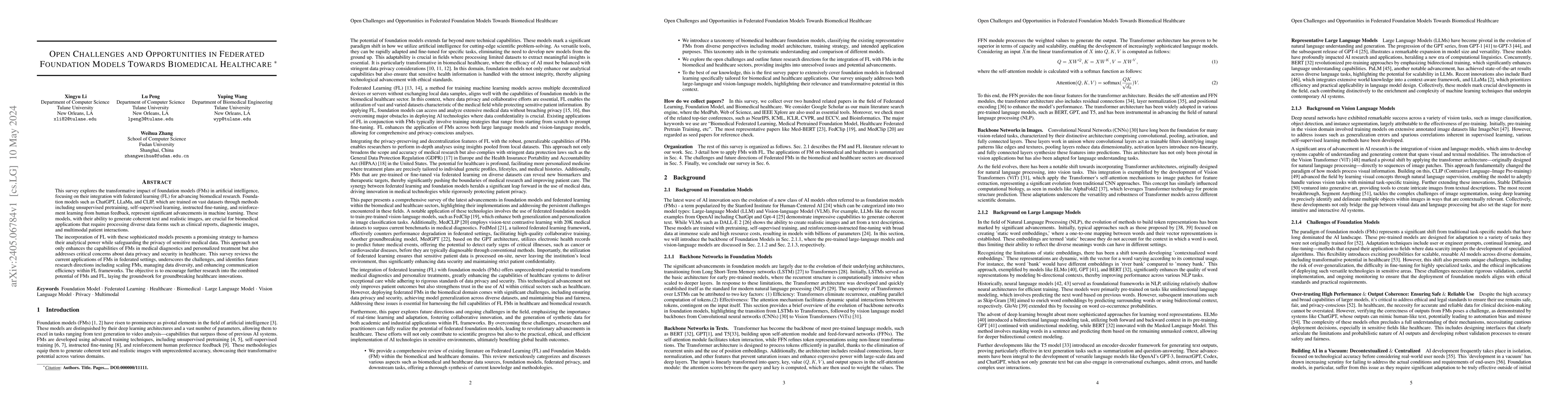Thumbnail for Open Challenges and Opportunities in Federated Foundation Models Towards
  Biomedical Healthcare