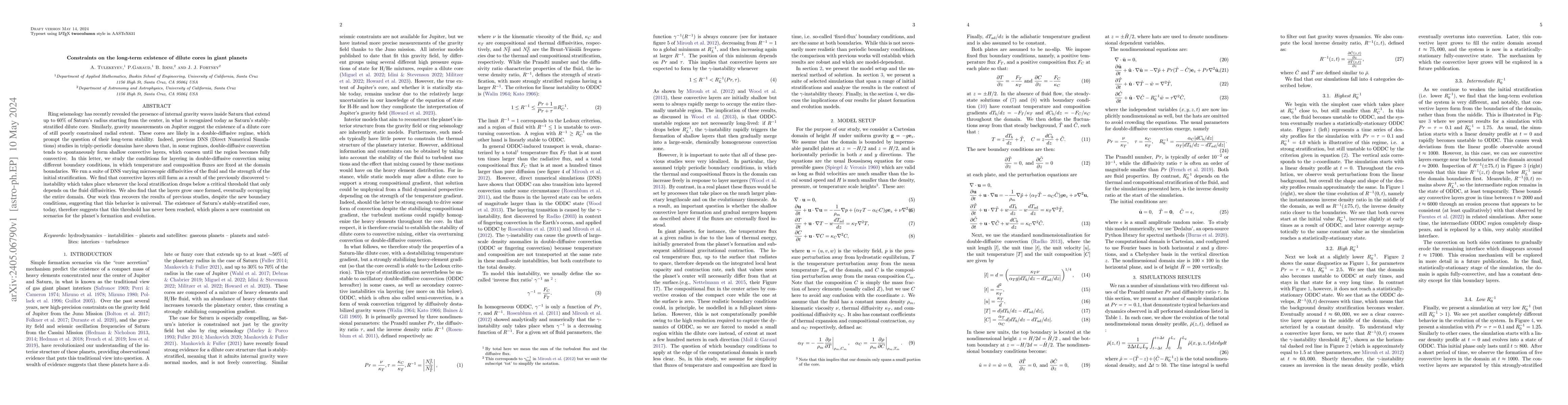 Thumbnail for Constraints on the long-term existence of dilute cores in giant planets