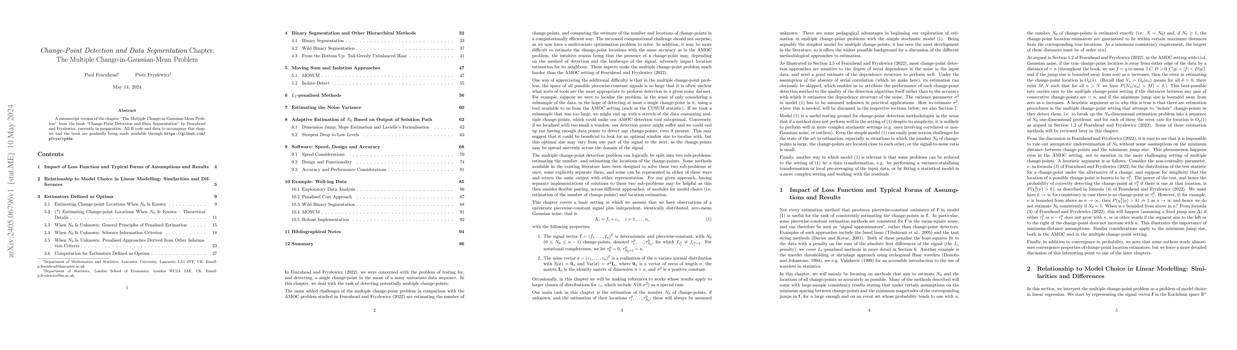 Thumbnail for The Multiple Change-in-Gaussian-Mean Problem