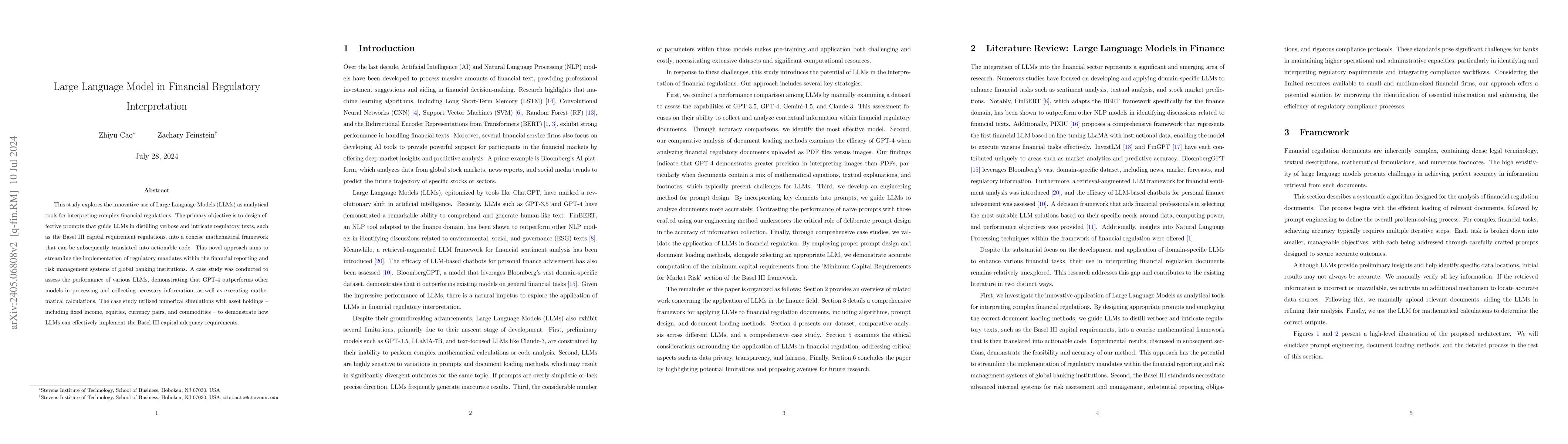 Thumbnail for Large Language Model in Financial Regulatory Interpretation