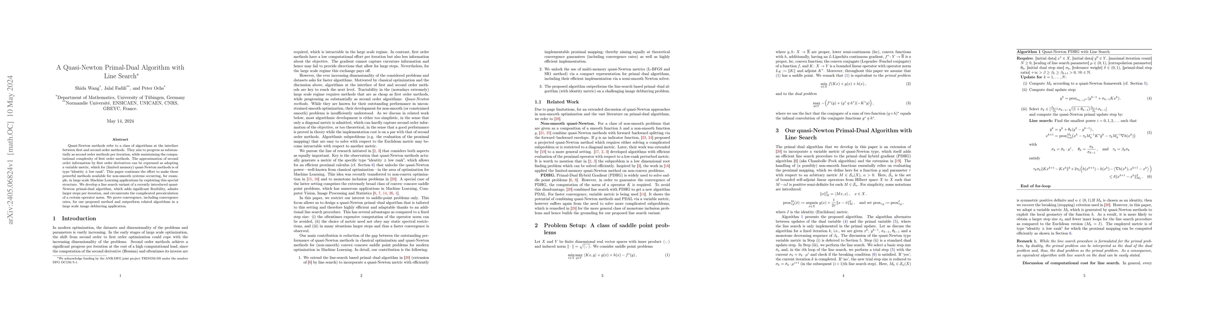 Thumbnail for A Quasi-Newton Primal-Dual Algorithm with Line Search