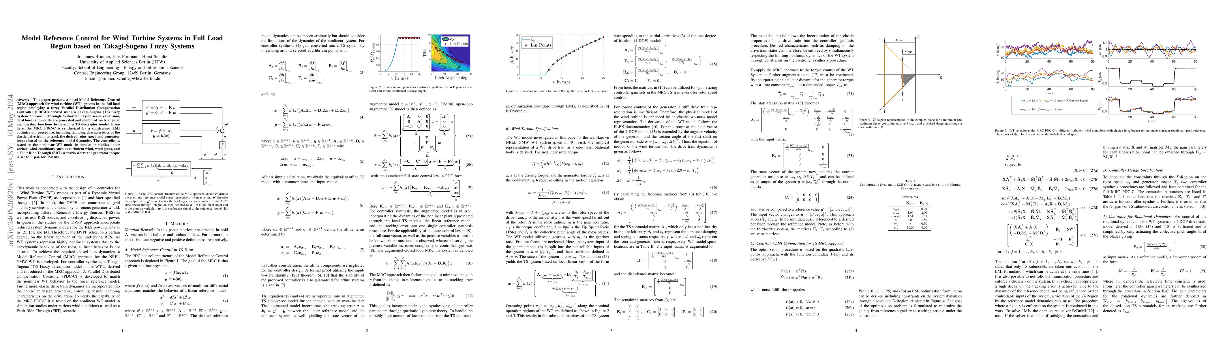 Thumbnail for Model Reference Control for Wind Turbine Systems in Full Load Region
  based on Takagi-Sugeno Fuzzy Systems