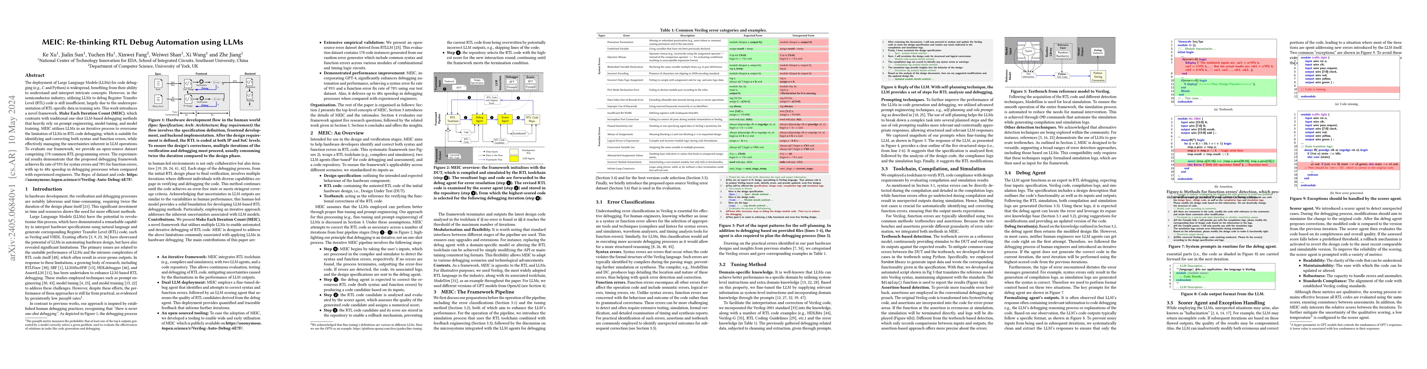 Thumbnail for MEIC: Re-thinking RTL Debug Automation using LLMs