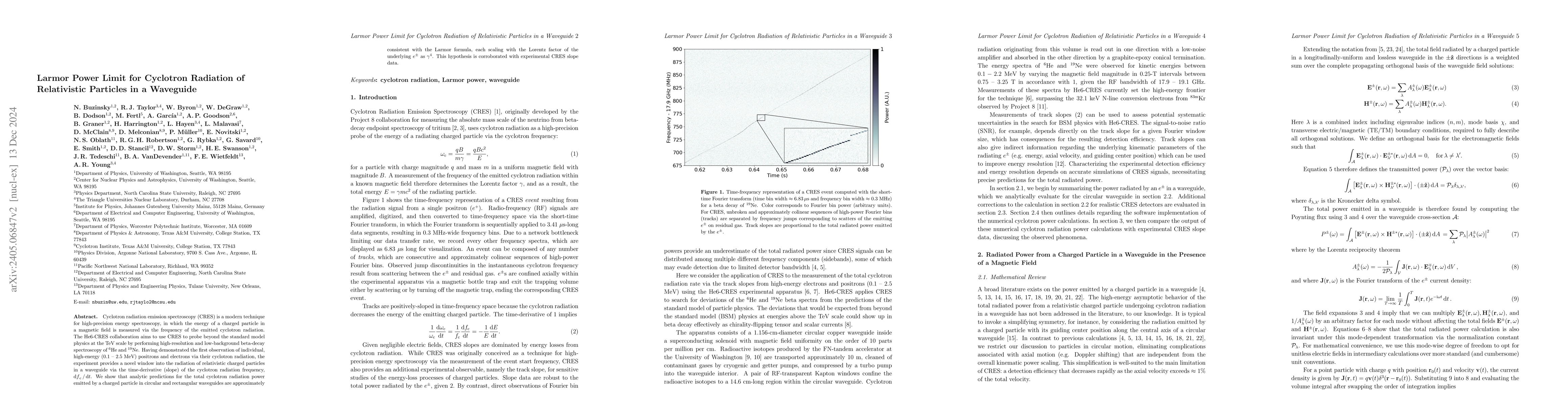 Thumbnail for Larmor Power Limit for Cyclotron Radiation of Relativistic Particles in
  a Waveguide