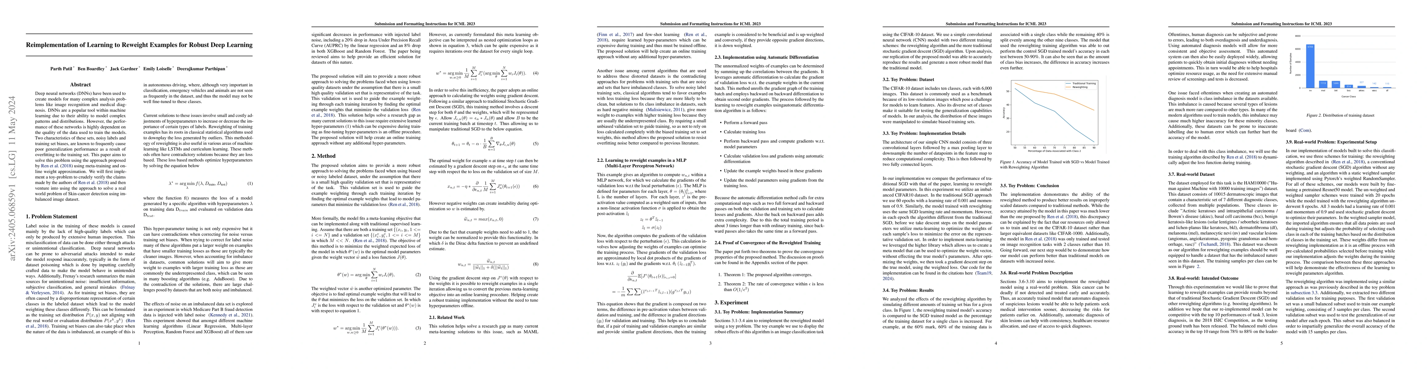 Thumbnail for Reimplementation of Learning to Reweight Examples for Robust Deep
  Learning