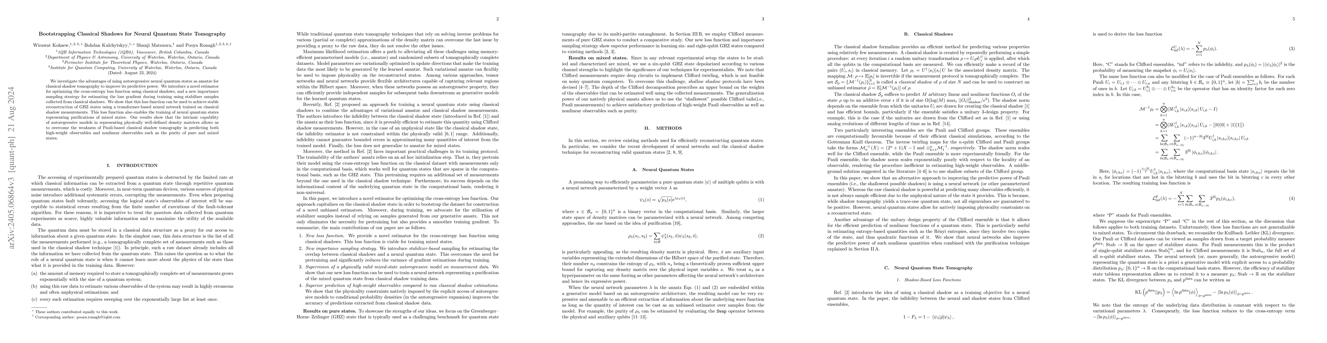 Thumbnail for Bootstrapping Classical Shadows for Neural Quantum State Tomography