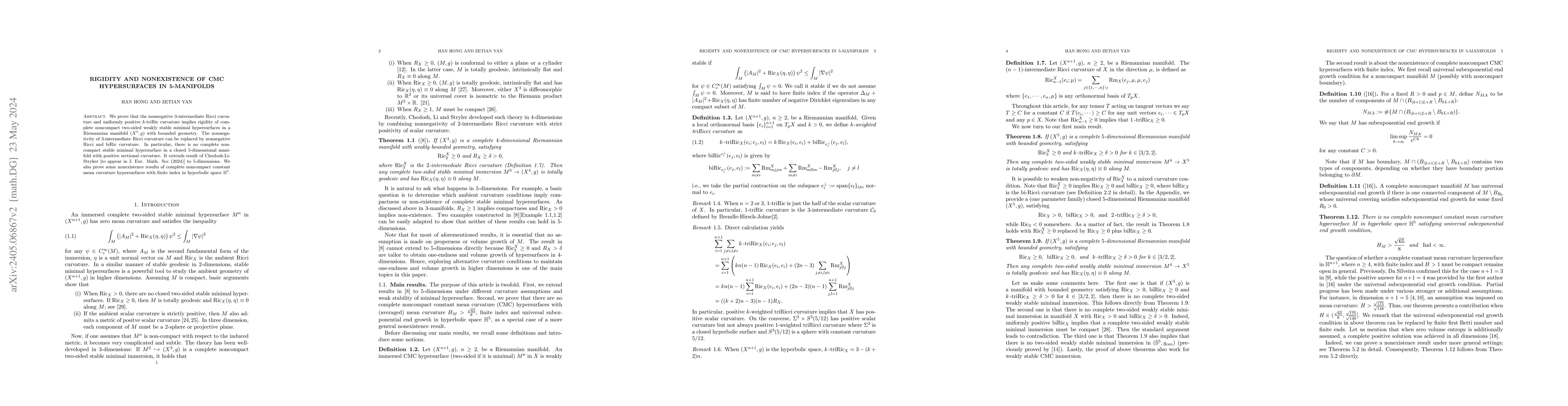 Thumbnail for Rigidity and nonexistence of CMC hypersurfaces in 5-manifolds