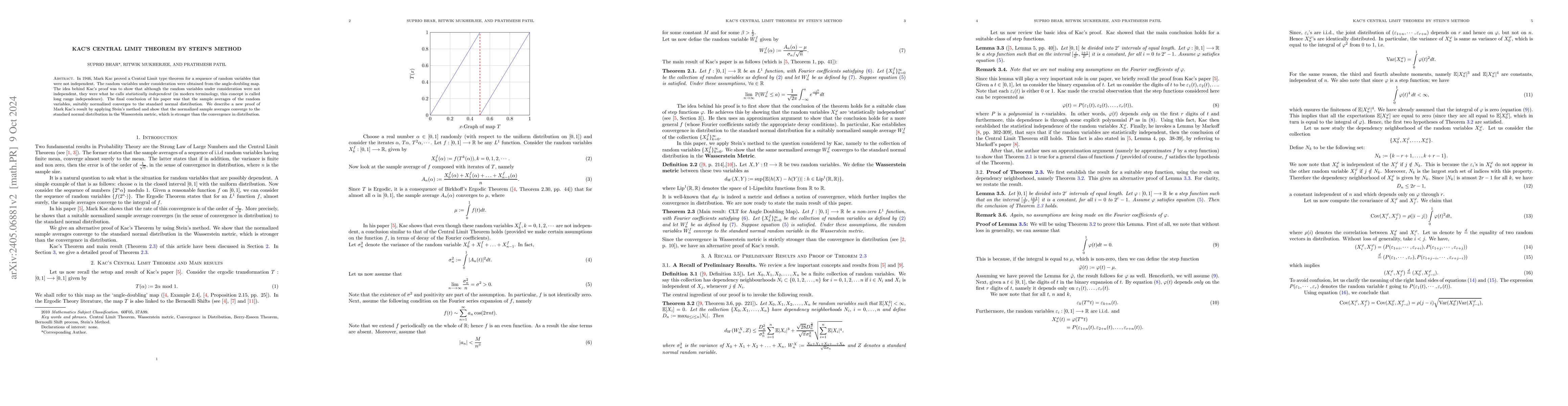 Thumbnail for An improved version of Kac's Central Limit Theorem