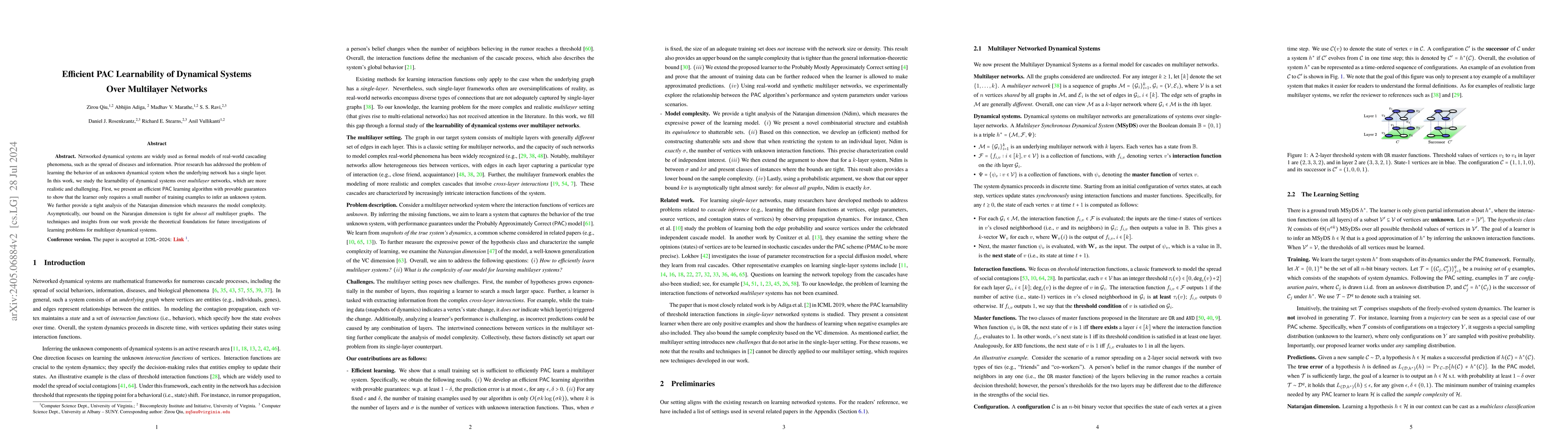 Thumbnail for Efficient PAC Learnability of Dynamical Systems Over Multilayer Networks