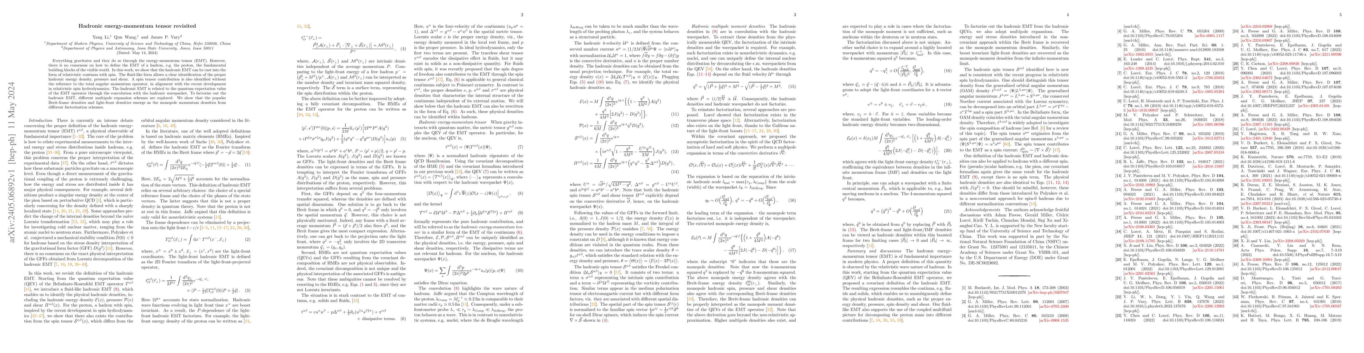 Thumbnail for Hadronic energy-momentum tensor revisited