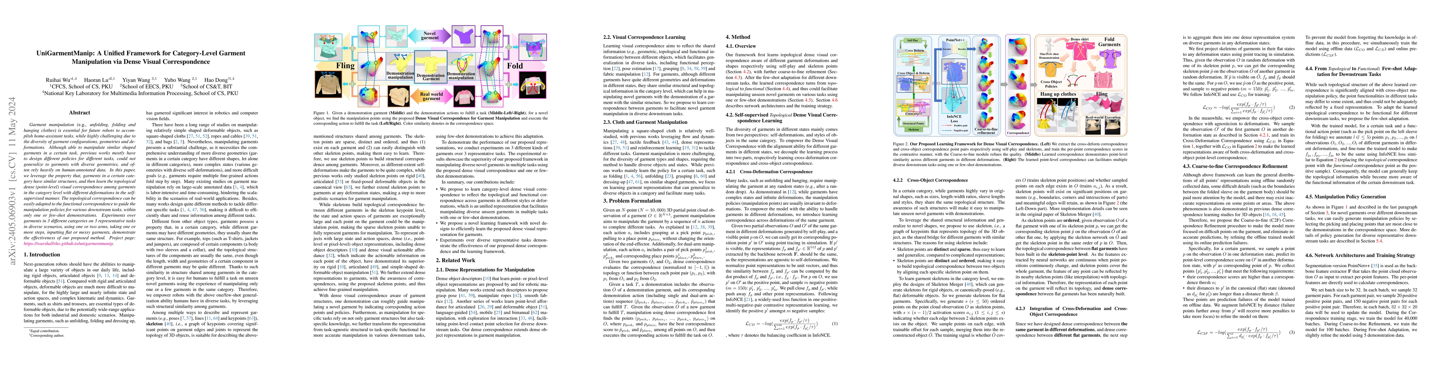 Thumbnail for UniGarmentManip: A Unified Framework for Category-Level Garment
  Manipulation via Dense Visual Correspondence