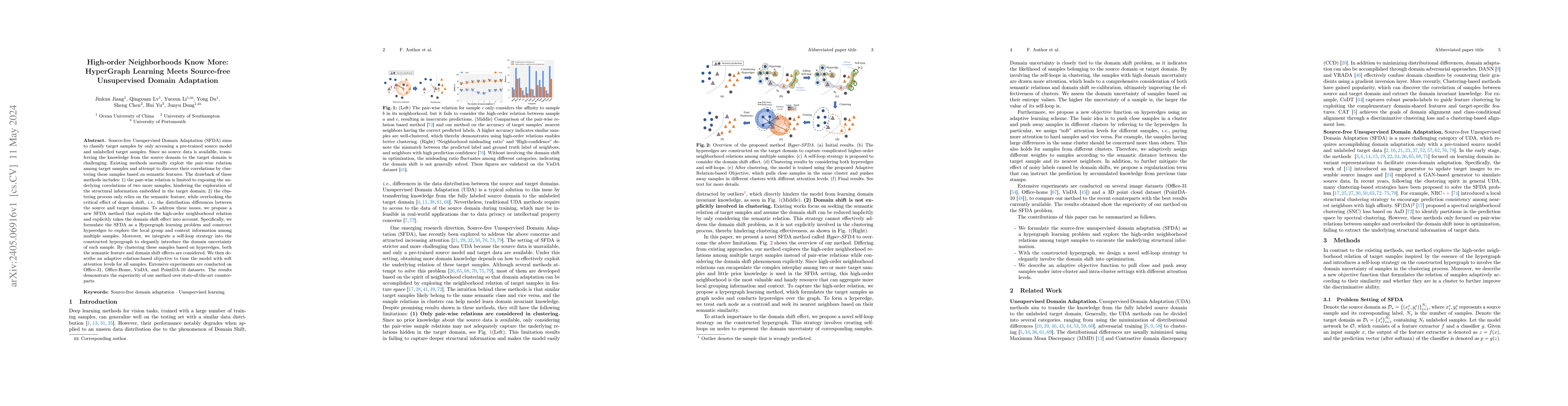 Thumbnail for High-order Neighborhoods Know More: HyperGraph Learning Meets
  Source-free Unsupervised Domain Adaptation