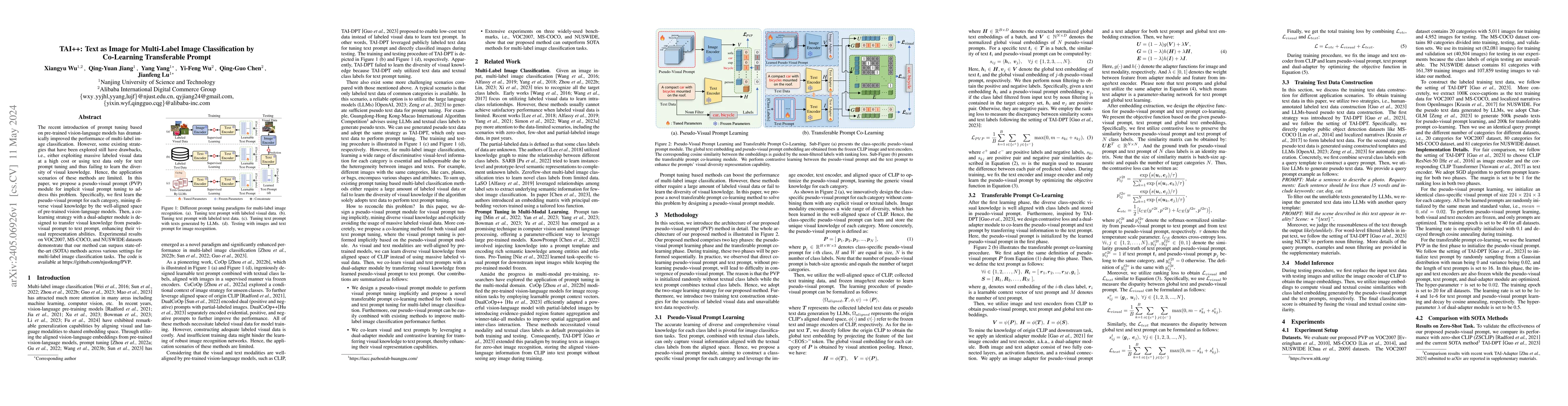 Thumbnail for TAI++: Text as Image for Multi-Label Image Classification by Co-Learning
  Transferable Prompt