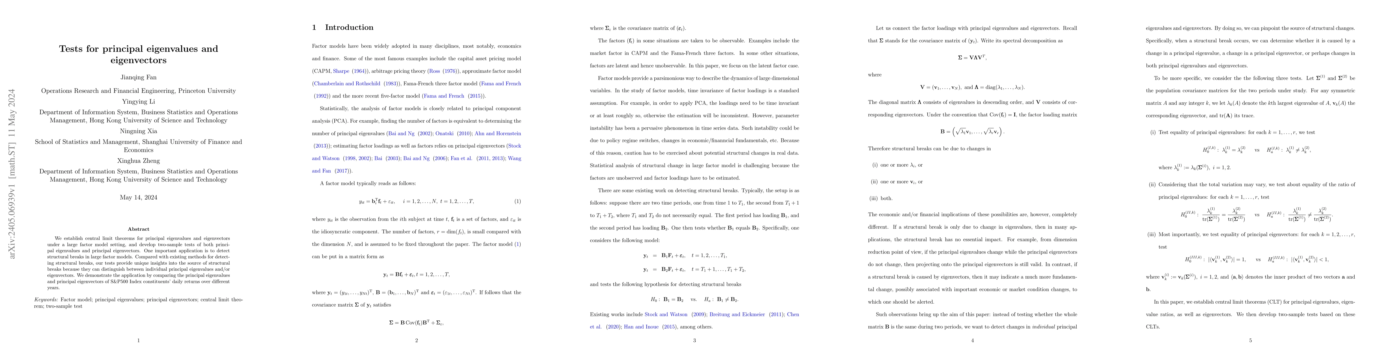 Thumbnail for Tests for principal eigenvalues and eigenvectors