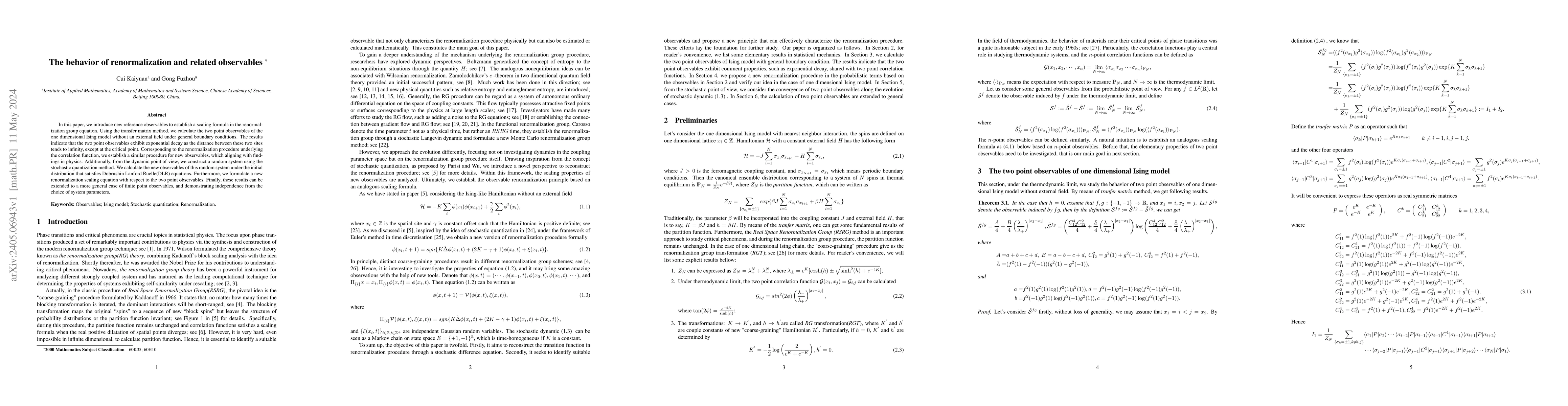 Thumbnail for The behavior of renormalization and related observables