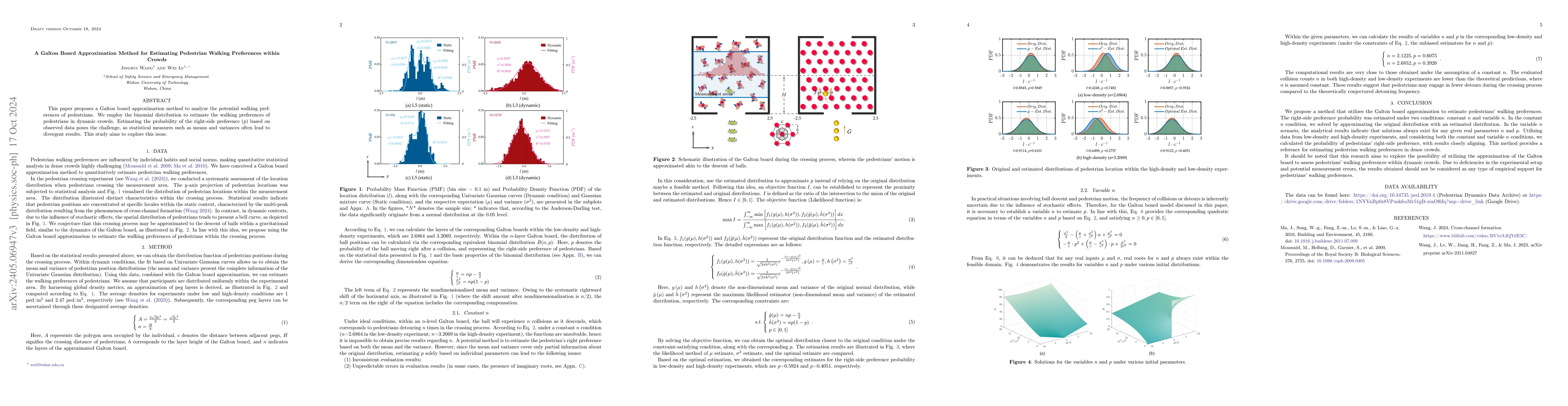 Thumbnail for A Galton Board Approximation Method for Estimating Pedestrian Walking
  Preferences within Crowds