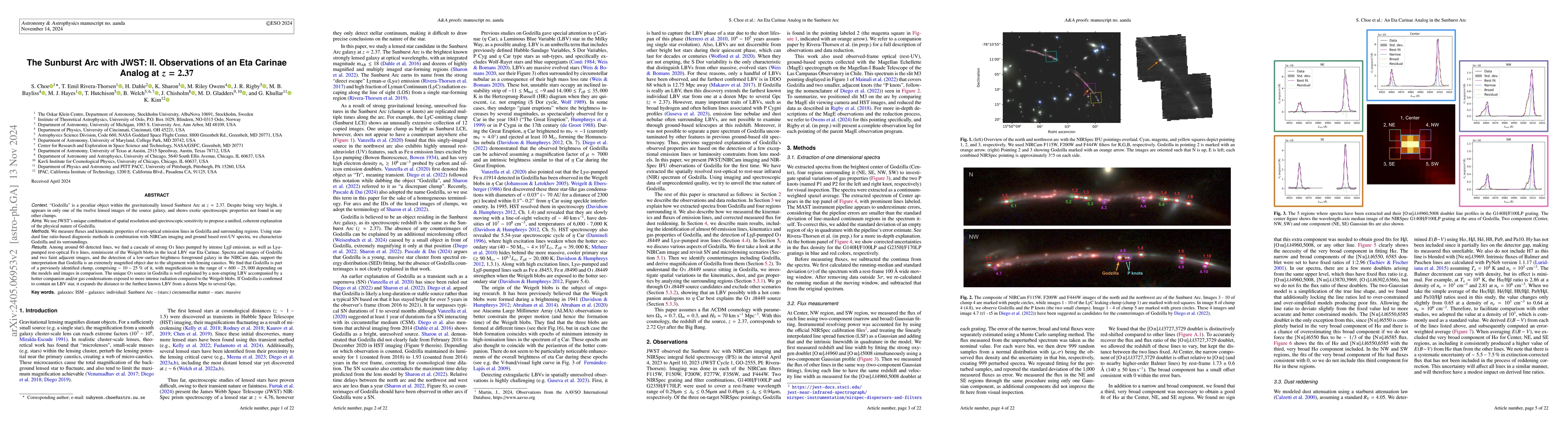Thumbnail for The Sunburst Arc with JWST: II. Observations of an Eta Carinae Analog at
  $z=2.37$