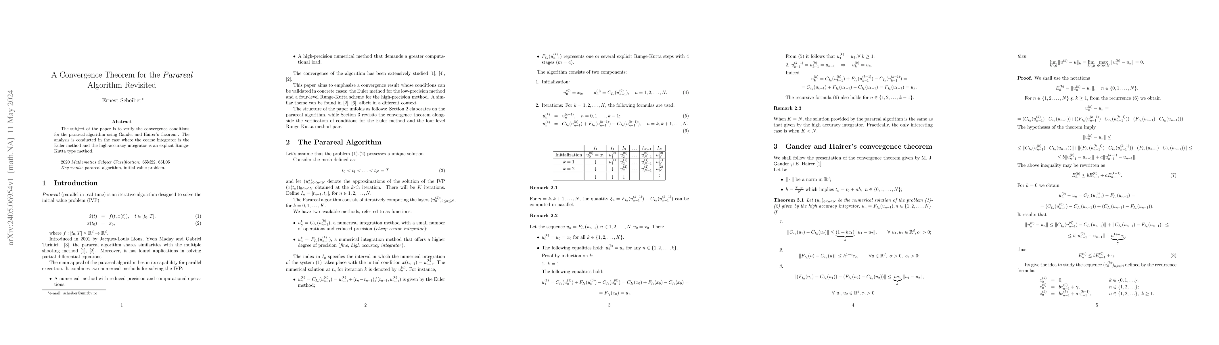 Thumbnail for A Convergence Theorem for the Parareal Algorithm Revisited