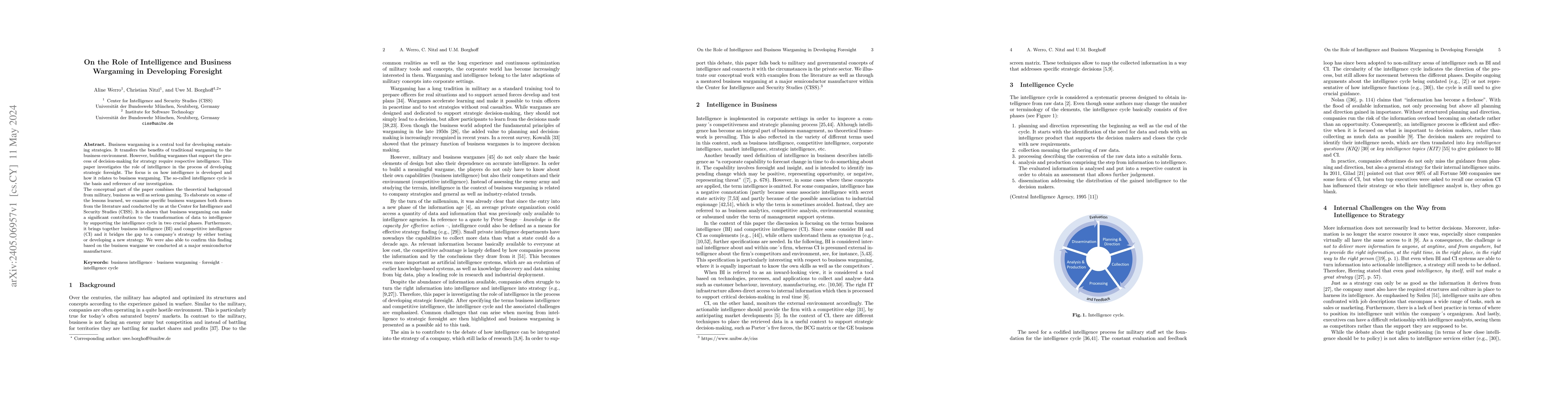 Thumbnail for On the Role of Intelligence and Business Wargaming in Developing
  Foresight