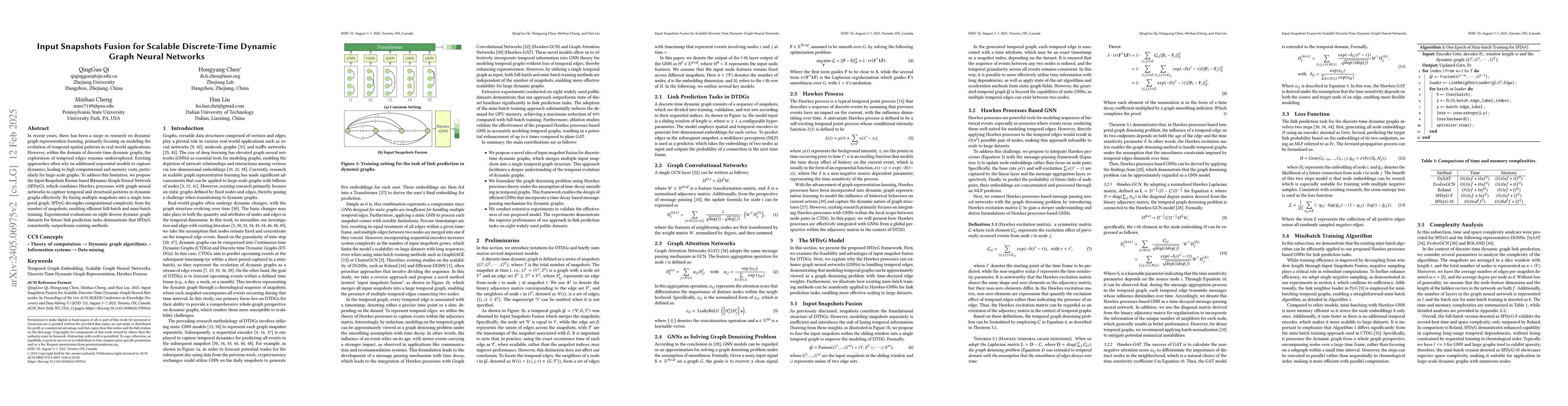 Thumbnail for Input Snapshots Fusion for Scalable Discrete Dynamic Graph Nerual
  Networks