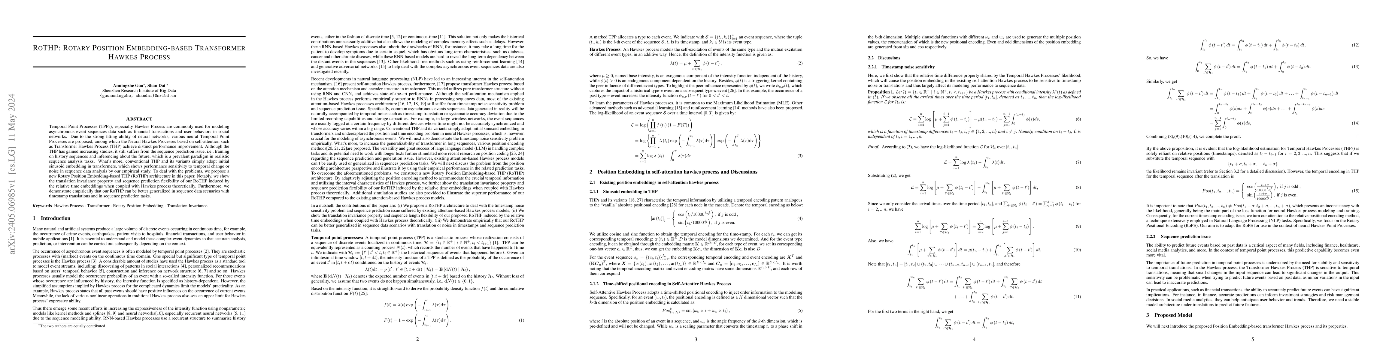Thumbnail for RoTHP: Rotary Position Embedding-based Transformer Hawkes Process