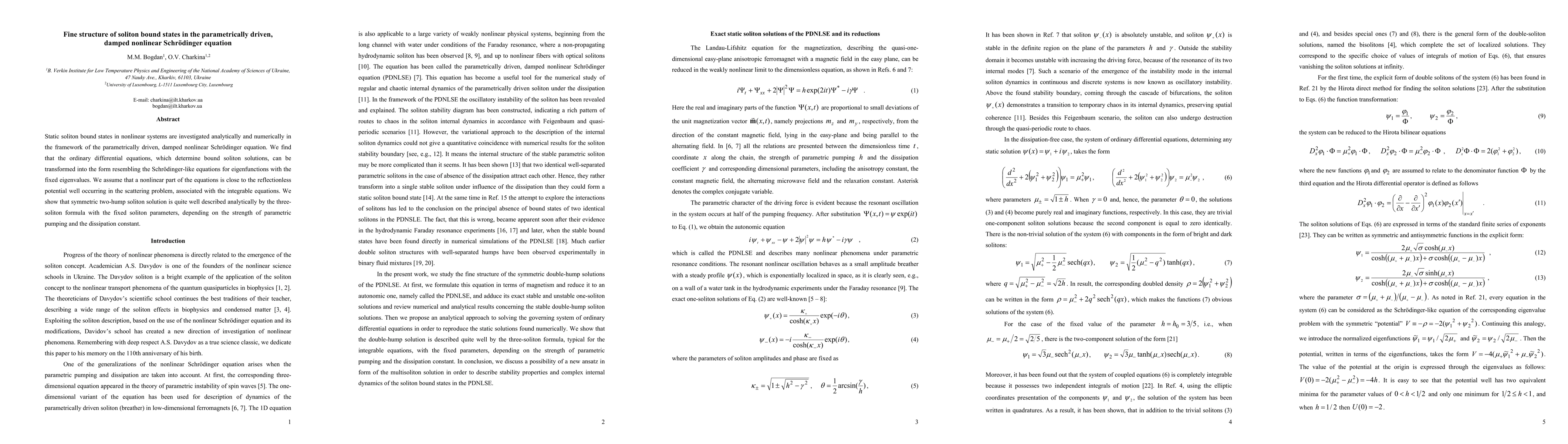 Thumbnail for Fine structure of soliton bound states in the parametrically driven,
  damped nonlinear Schr\"odinger equation