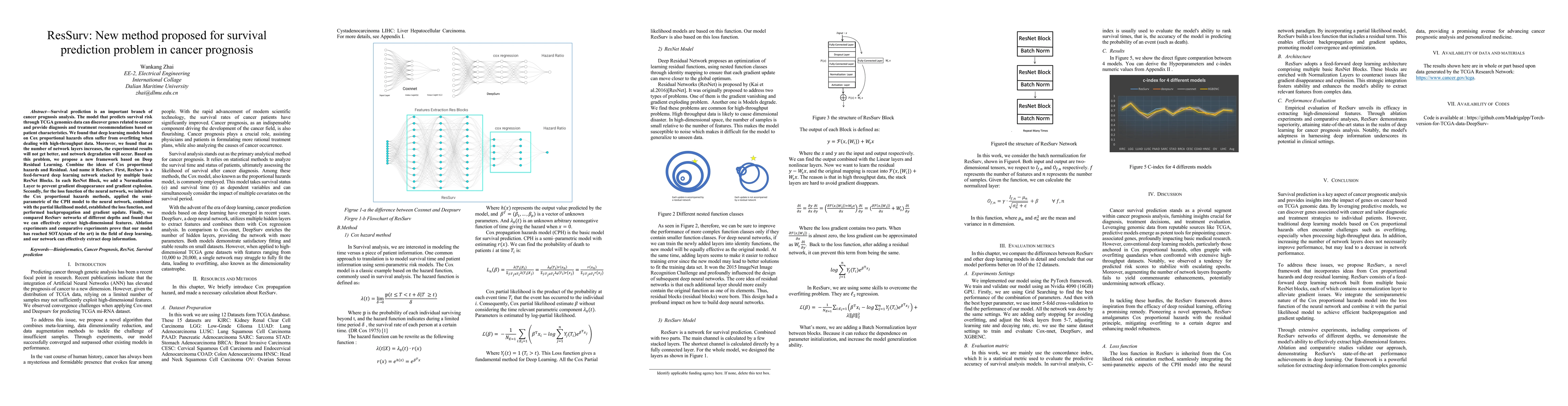 Thumbnail for ResSurv: Cancer Survival Analysis Prediction Model Based on Residual
  Networks