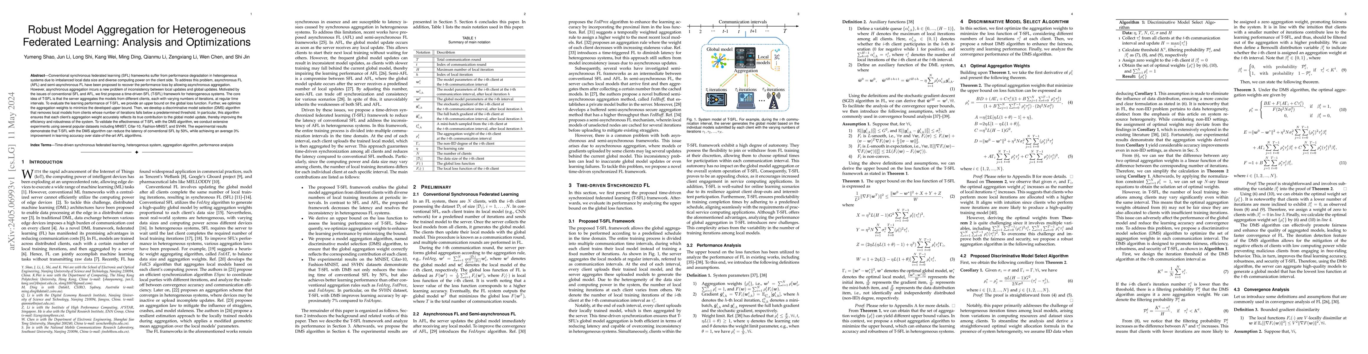 Thumbnail for Robust Model Aggregation for Heterogeneous Federated Learning: Analysis
  and Optimizations