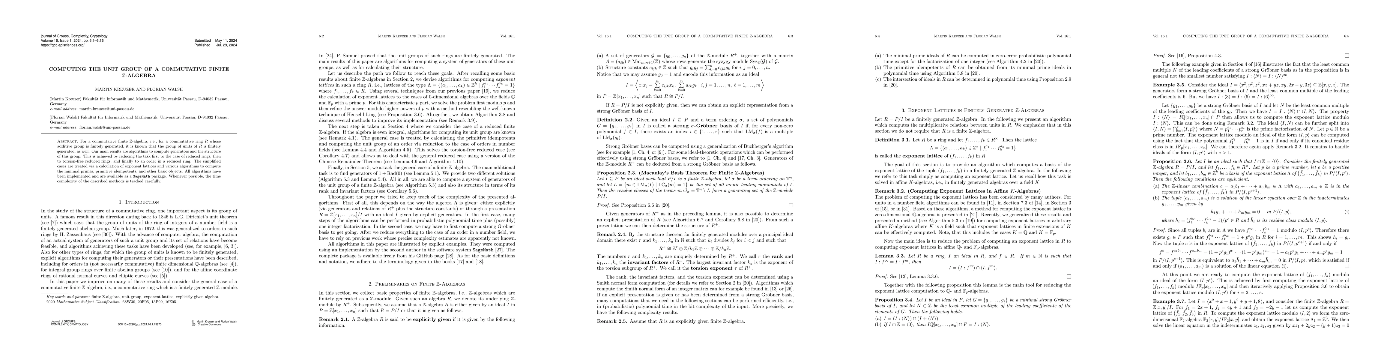 Thumbnail for Computing the unit group of a commutative finite $\mathbb{Z}$-algebra