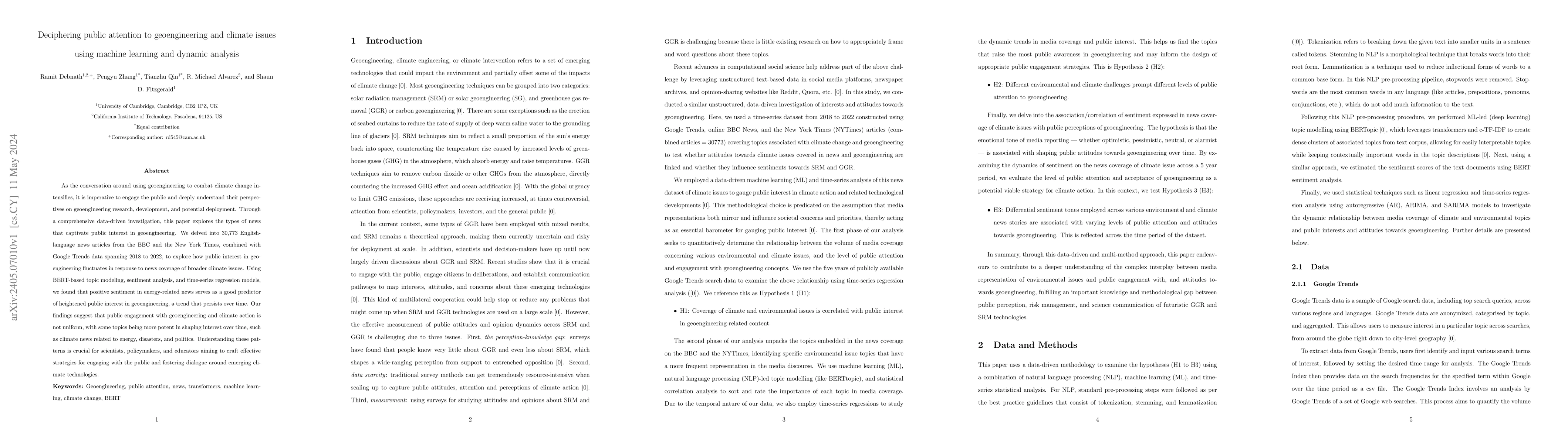 Thumbnail for Deciphering public attention to geoengineering and climate issues using
  machine learning and dynamic analysis
