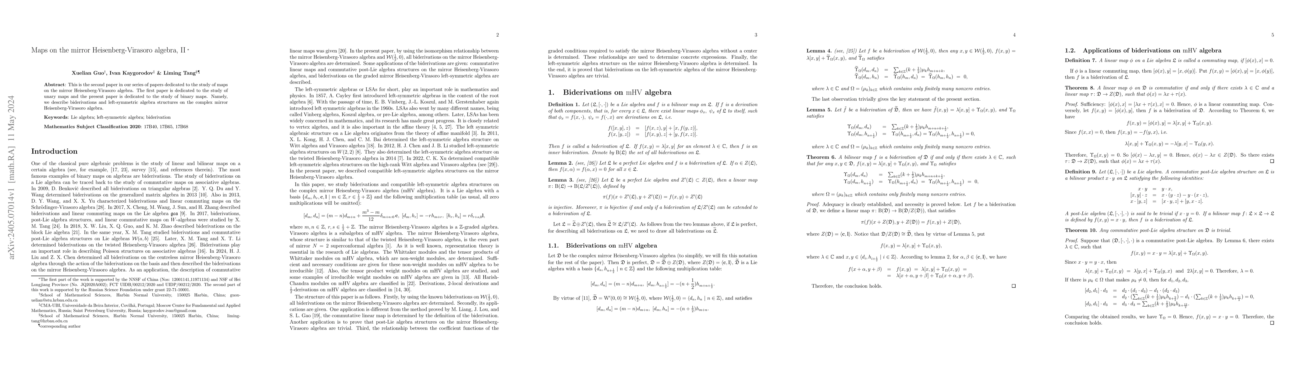 Thumbnail for Maps on the mirror Heisenberg-Virasoro algebra, II