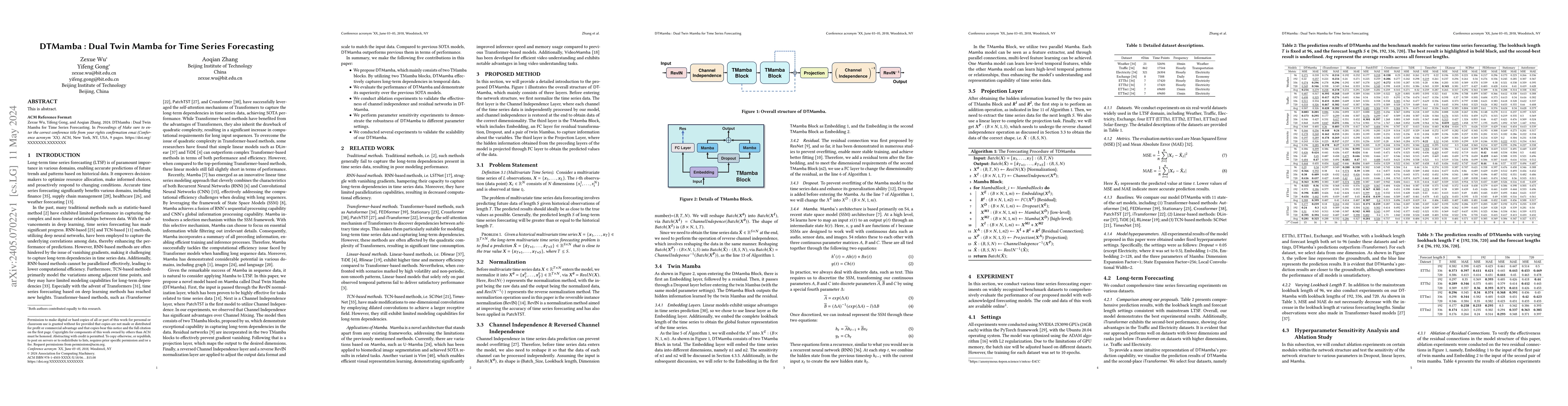 Thumbnail for DTMamba : Dual Twin Mamba for Time Series Forecasting
