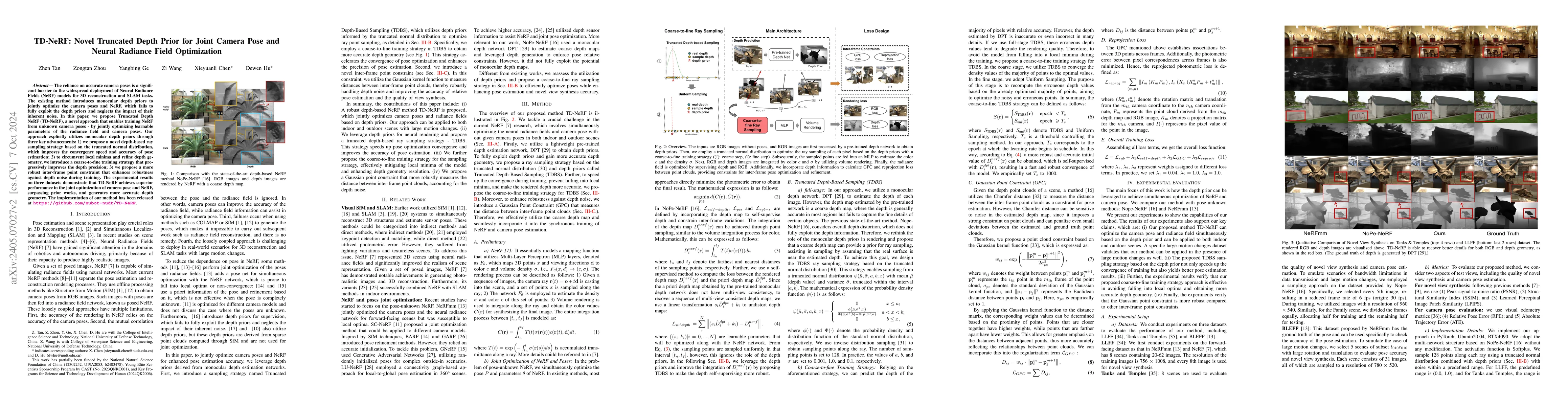 Thumbnail for TD-NeRF: Novel Truncated Depth Prior for Joint Camera Pose and Neural
  Radiance Field Optimization