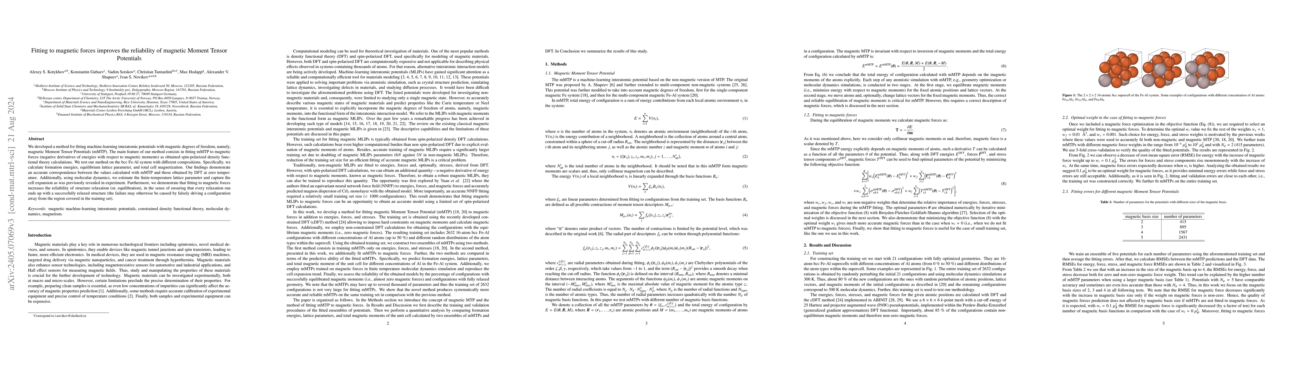 Thumbnail for Fitting to magnetic forces improves the reliability of magnetic Moment
  Tensor Potentials