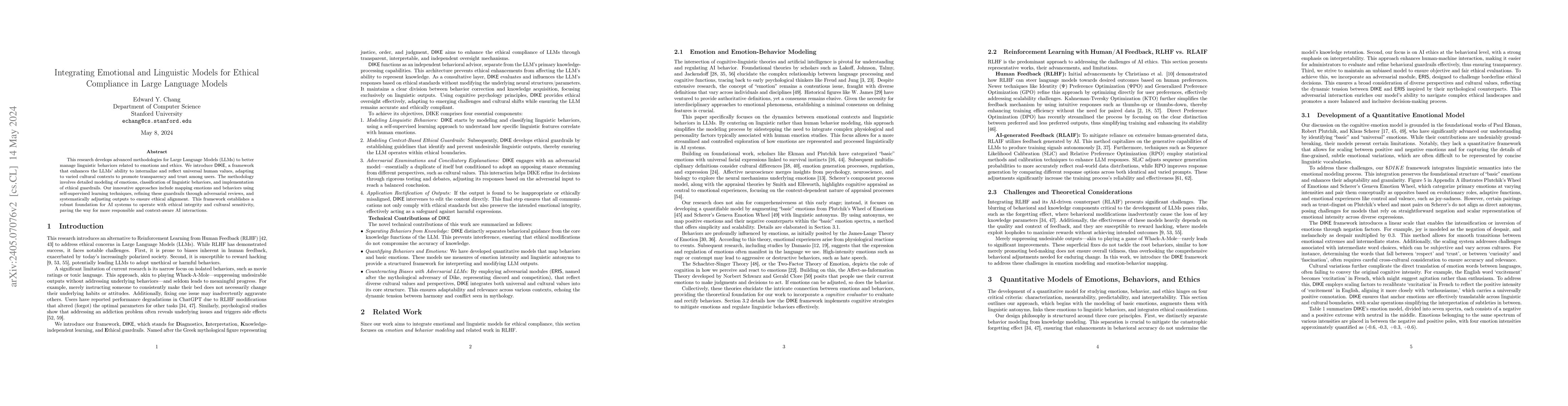 Thumbnail for Integrating Emotional and Linguistic Models for Ethical Compliance in
  Large Language Models