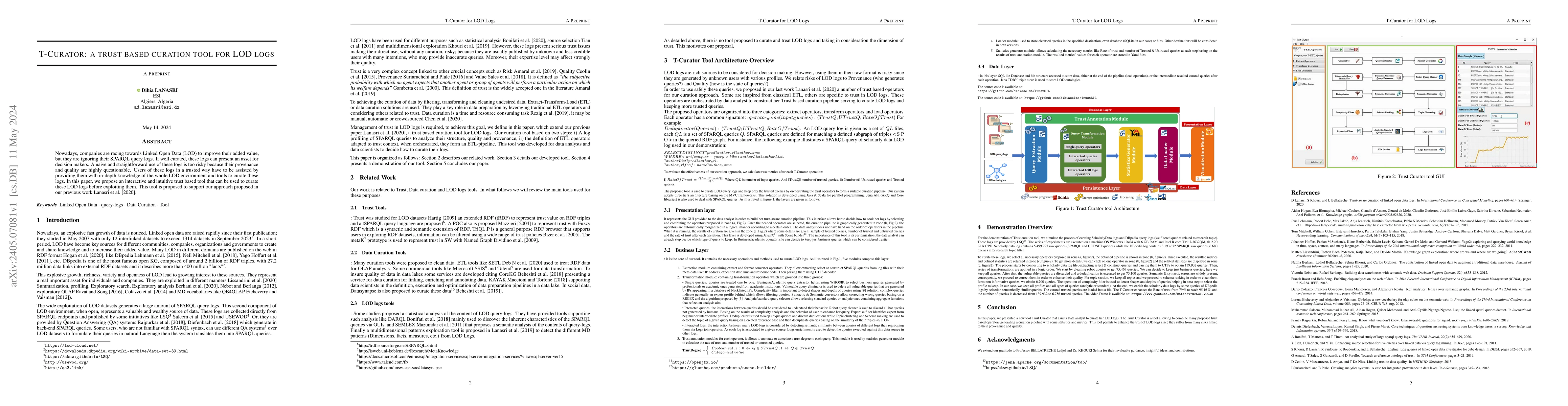 Thumbnail for T-curator: a trust based curation tool for LOD logs