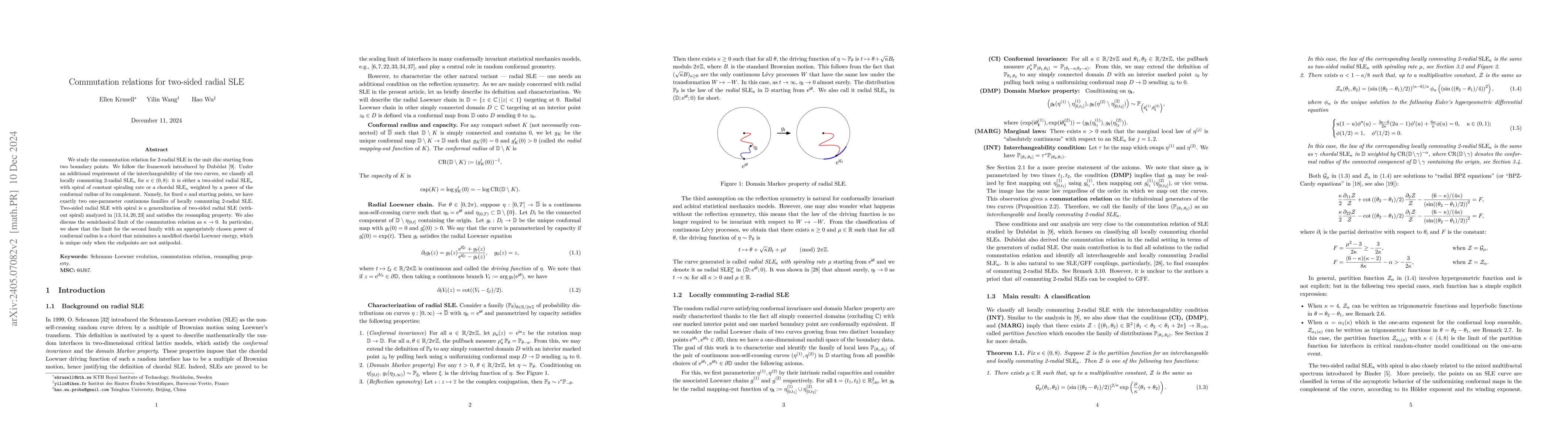 Thumbnail for Commutation relations for two-sided radial SLE