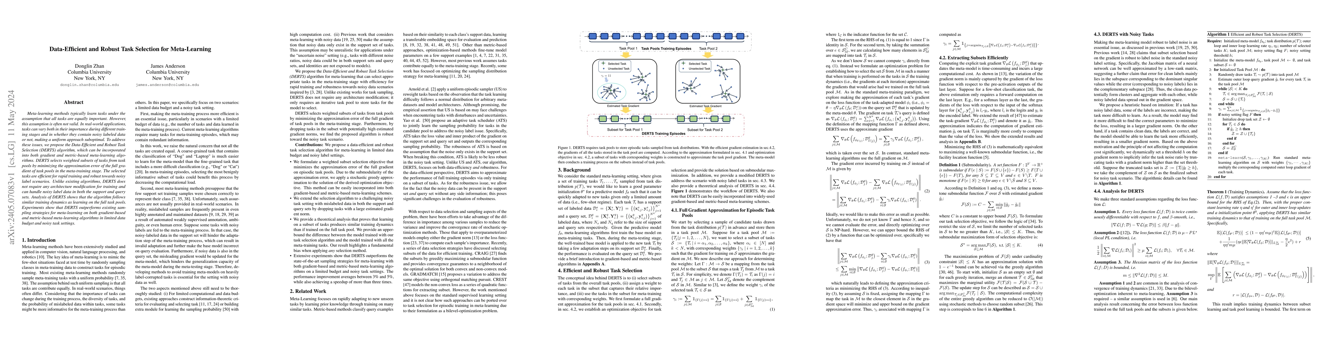 Thumbnail for Data-Efficient and Robust Task Selection for Meta-Learning